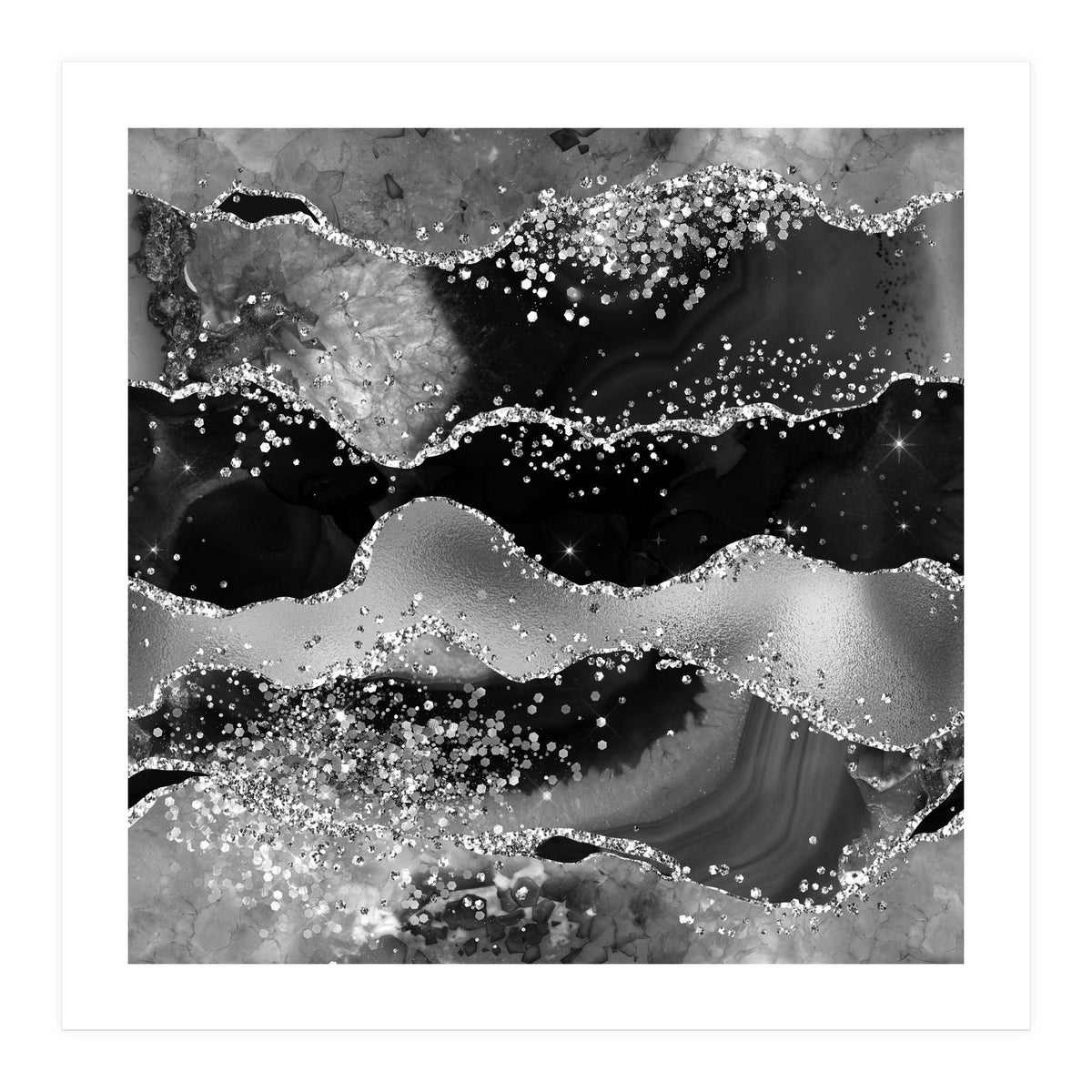 Black Glitter Agate Texture 07 (Print Only)