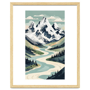 Majestic Alpine Peaks: Organic Modern Landscape Art by artistic