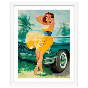 Pinup Girl Posing In Front Of The Car by Hermes