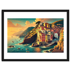 Vintage Cinque Terre Poster, Italy by Chromatic Fusion Studio