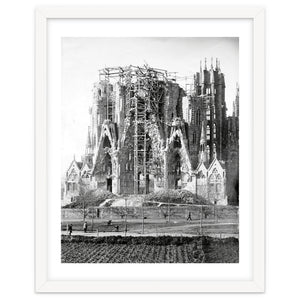 VIEW OF THE "SAGRADA FAMILIA" BASILICA BY ARCHITECT ANTONI GAUDI, PHOTOS OF WORK. Ca. 1910. by Album