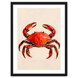Colorful Crab Painting, Coastal Beach House Wall Art Print for Ocean Lovers Décor by neeteshdsgn