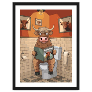 Highland Cow On The Toilet by Vicky Hanggara