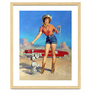 Pinup Cowgirl Showing A New Dog Trick by Hermes