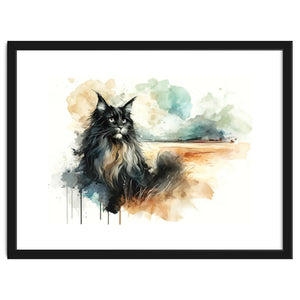 Majestic Cat In Coastal Landscape by Chromatic Fusion Studio