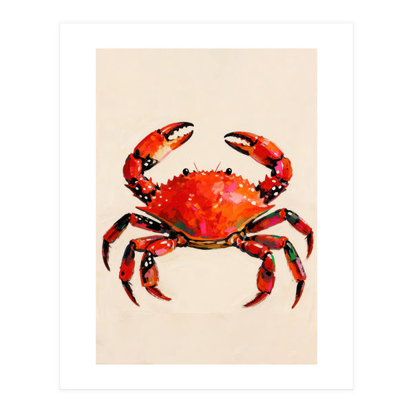 Colorful Crab Painting, Coastal Beach House Wall Art Print for Ocean Lovers Décor (Print Only)