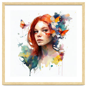 Red Hair Butterfly Reverie by Chromatic Fusion Studio