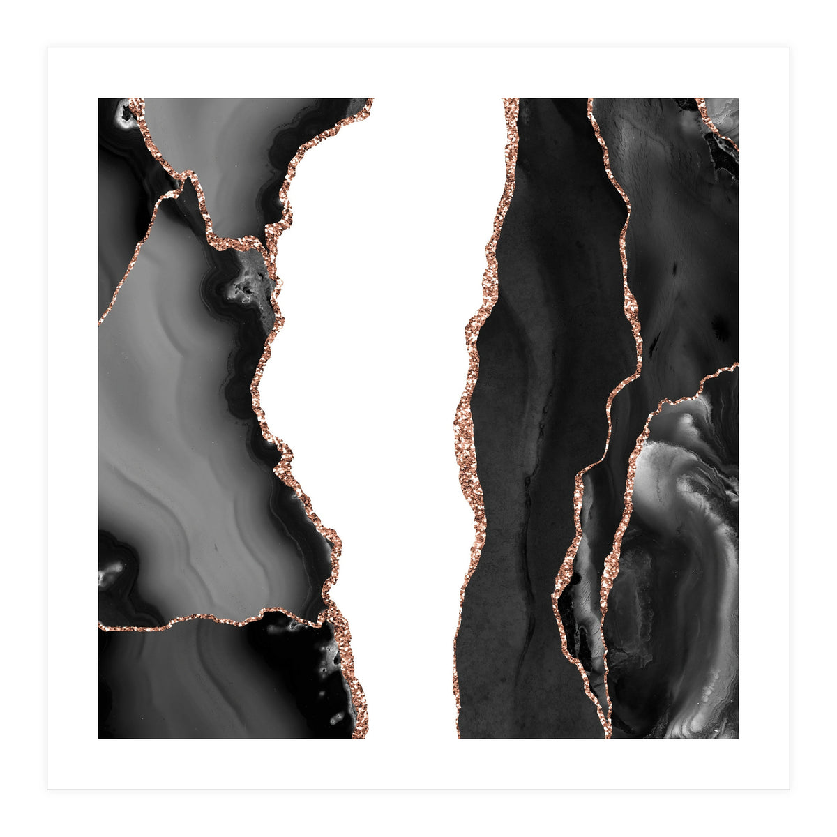 Black & Rose Gold Agate Texture 07 (Print Only)