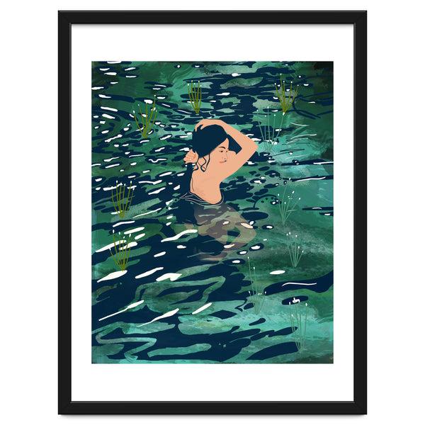 The Birth Of A Lake, Wild Nature Landscape Painting, Bohemian Woman Free Spirit