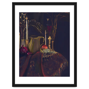 Dark Baroque Table still life moody still life oils by heaventrain