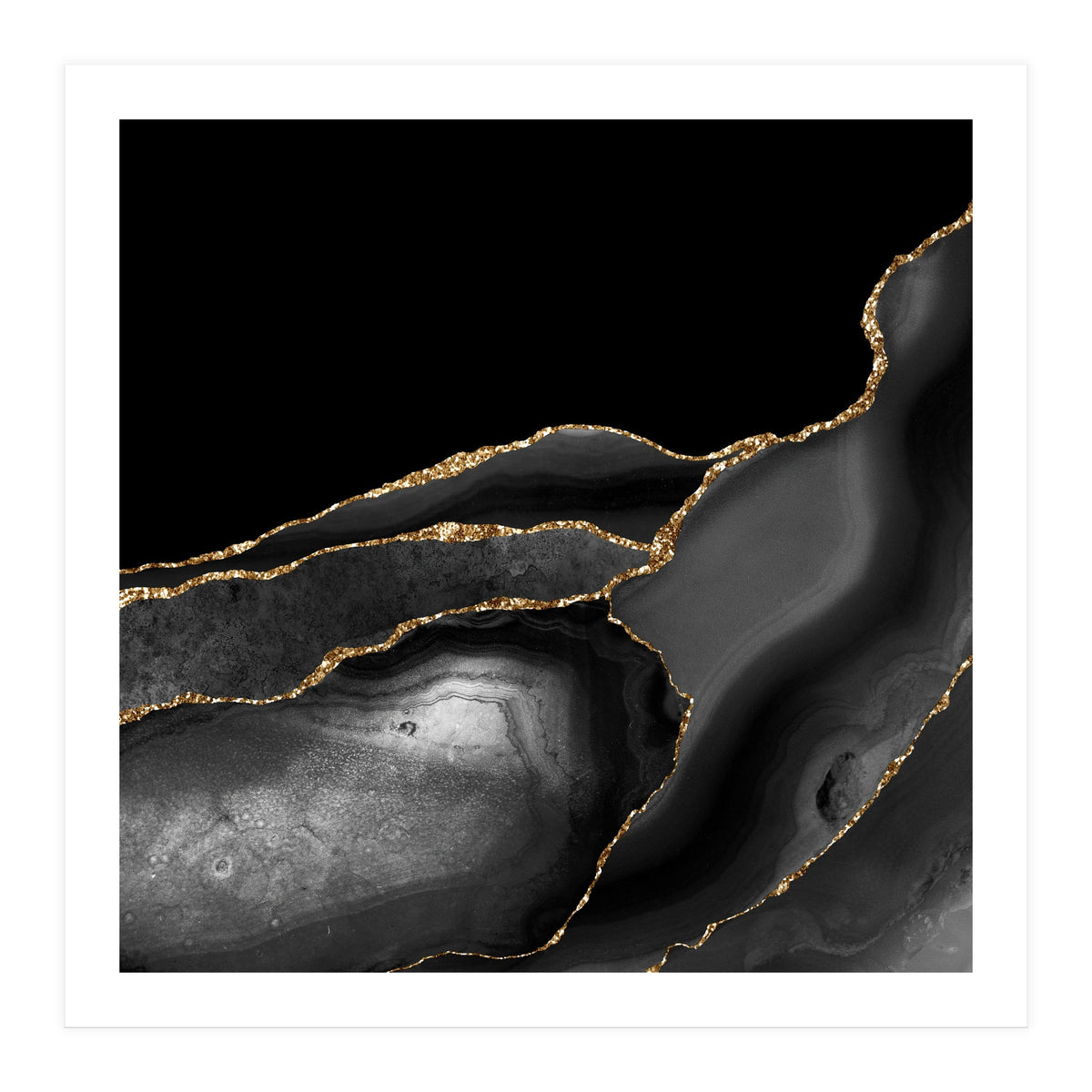 Black & Gold Agate Texture 04 (Print Only)