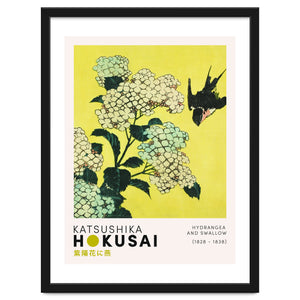 Katsushika Hokusai - Hydrangea and swallow by KiroAtelier
