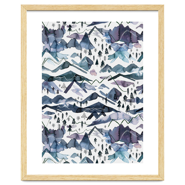 Watercolor Landscape Blue Mountains