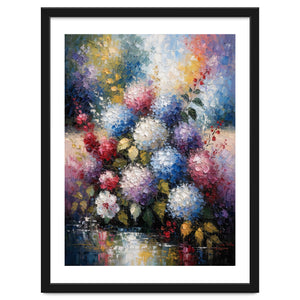 Vibrant Summer Hydrangea Bouquet Heavy Impasto Oil Painting by artistic