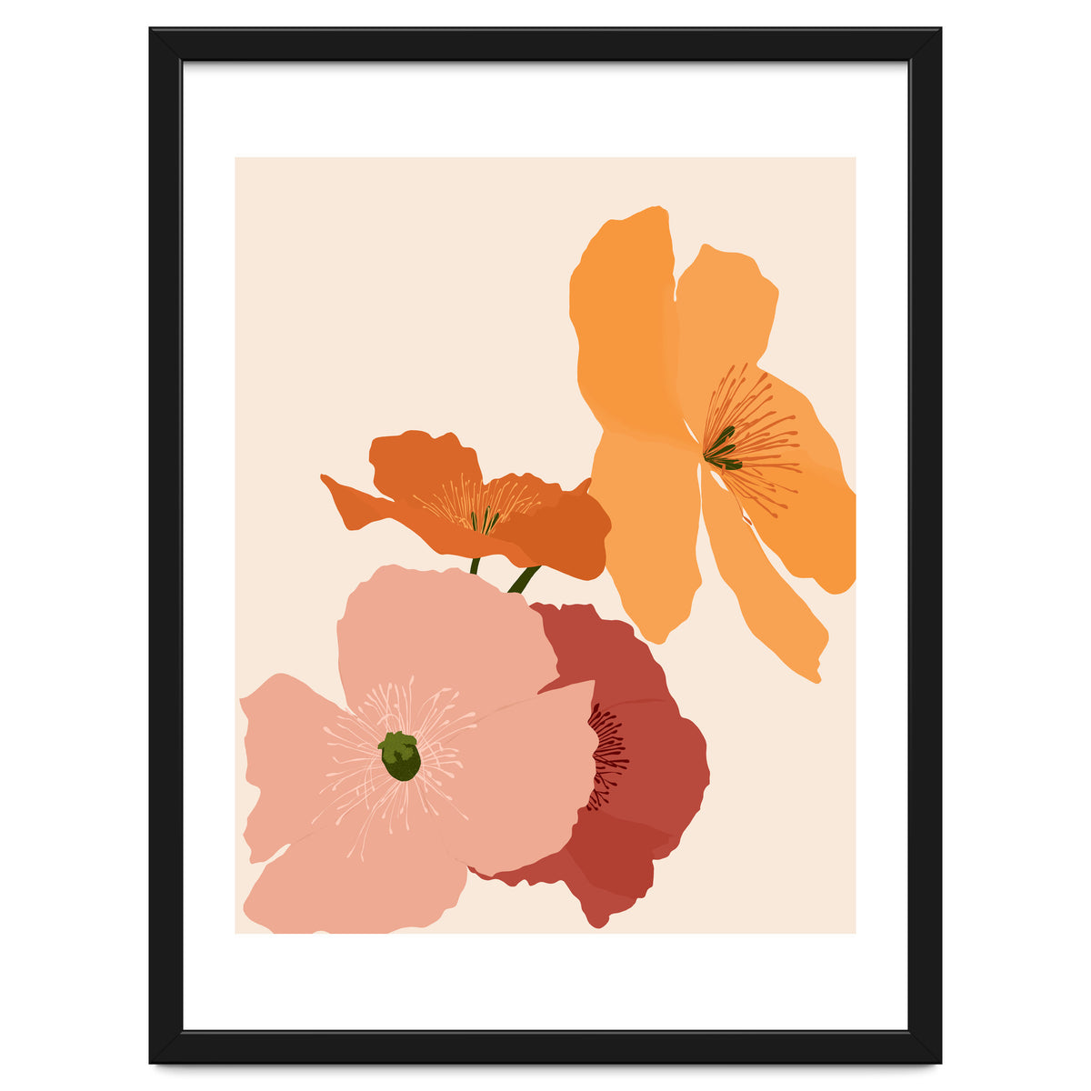 Autumn Wildflowers, Botanical Illustration Vintage Classy, Bohemian Floral Blossom Plants Bloom, Pastel Flowers Garden Nature