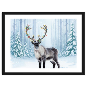 Reindeer with Christmas Lights, Deer Magical Winter Art by neeteshdsgn