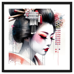 Crimson Kanzashi Modern Geisha by Chromatic Fusion Studio