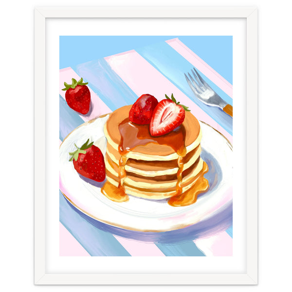 Handpainted Pancakes and Strawberries oil painting
