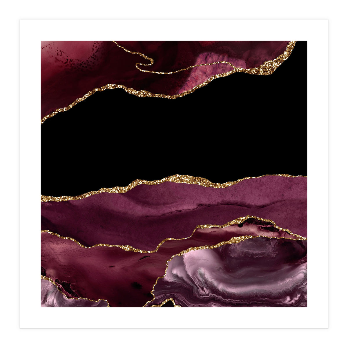 Burgundy & Gold Agate Texture 16 (Print Only)