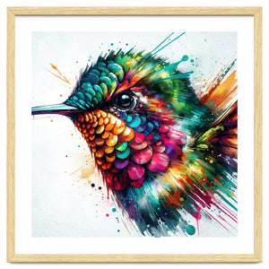 Watercolor Hummingbird Portrait by Chromatic Fusion Studio
