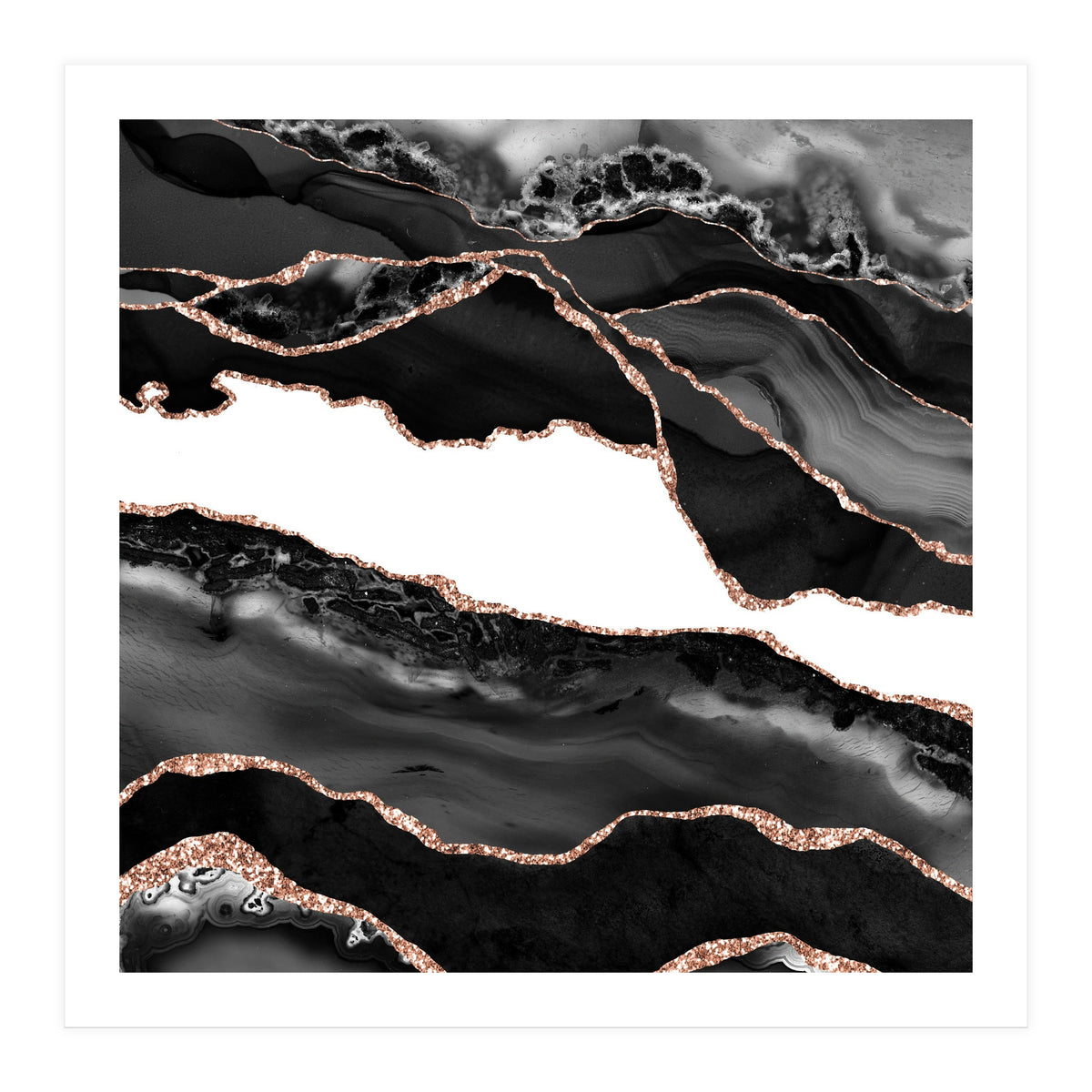 Black & Rose Gold Agate Texture 06 (Print Only)