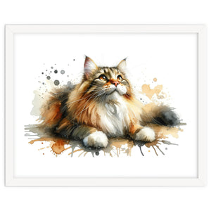 Majestic Cat With Watercolor Splashes by Chromatic Fusion Studio