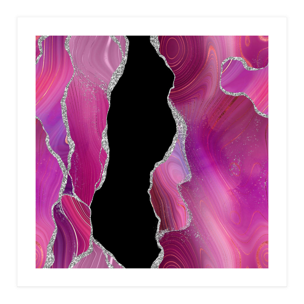 Magenta & Silver Agate Texture 01 (Print Only)