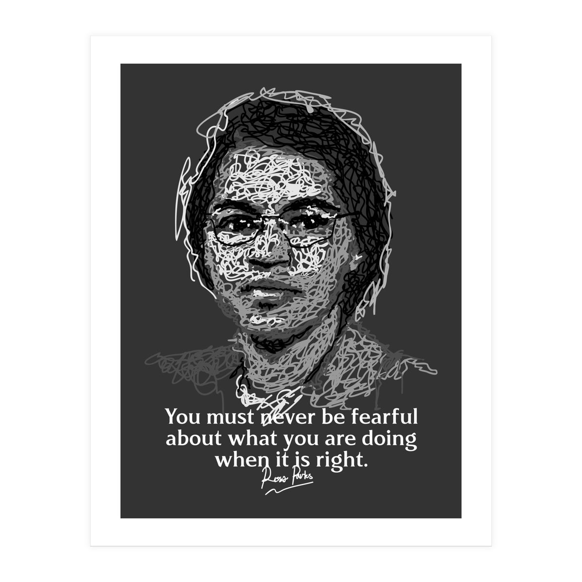 Rosa Parks American Activist Legend in Scribble Art (Print Only)