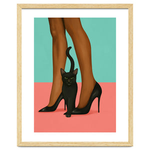 Woman In Heels With Black Cat by Branka Kodžoman