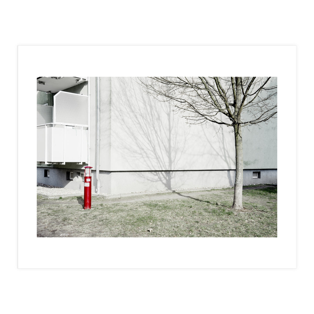 Red light pole and Tree shadow on the wall (Print Only)
