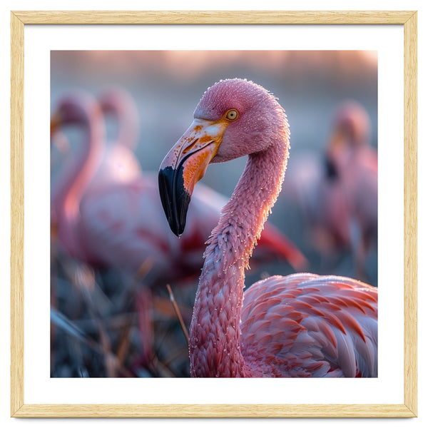 Close Up Of A Pink Flamingo Bird In Natural Light