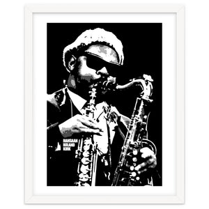 Rahsaan Roland Kirk American Jazz Multi-Instrumentalist in Grayscale 2 by taurungka