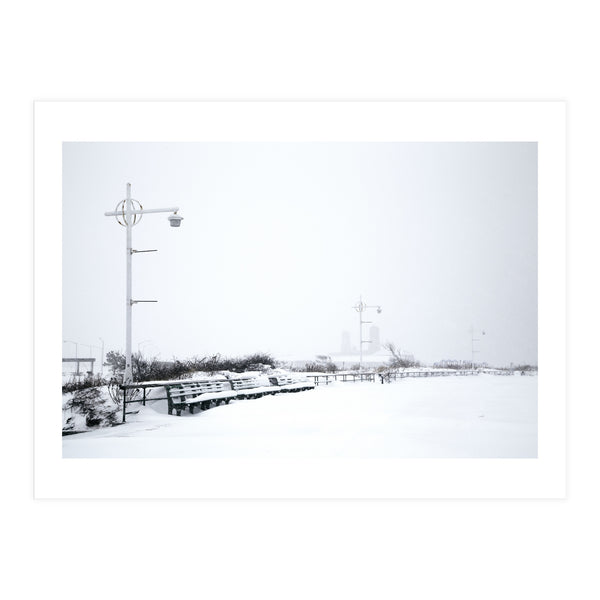 Street light and Bench in Winter snowscape (Print Only)