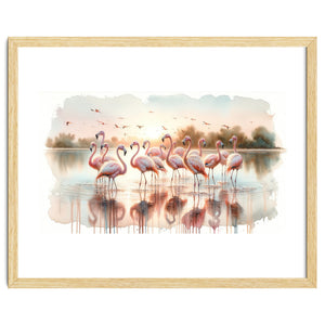 Serene Flamingo Sunrise by Chromatic Fusion Studio