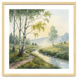 Birch Grove Serenity: A Meadow Wildflower Path by artistic