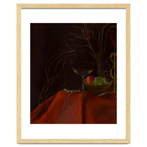 Dark Baroque Still Life Table and Wine oil by heaventrain