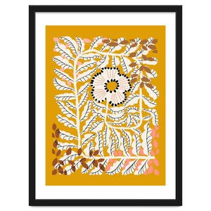 Fern Leaves And Flower Mustard by Annick