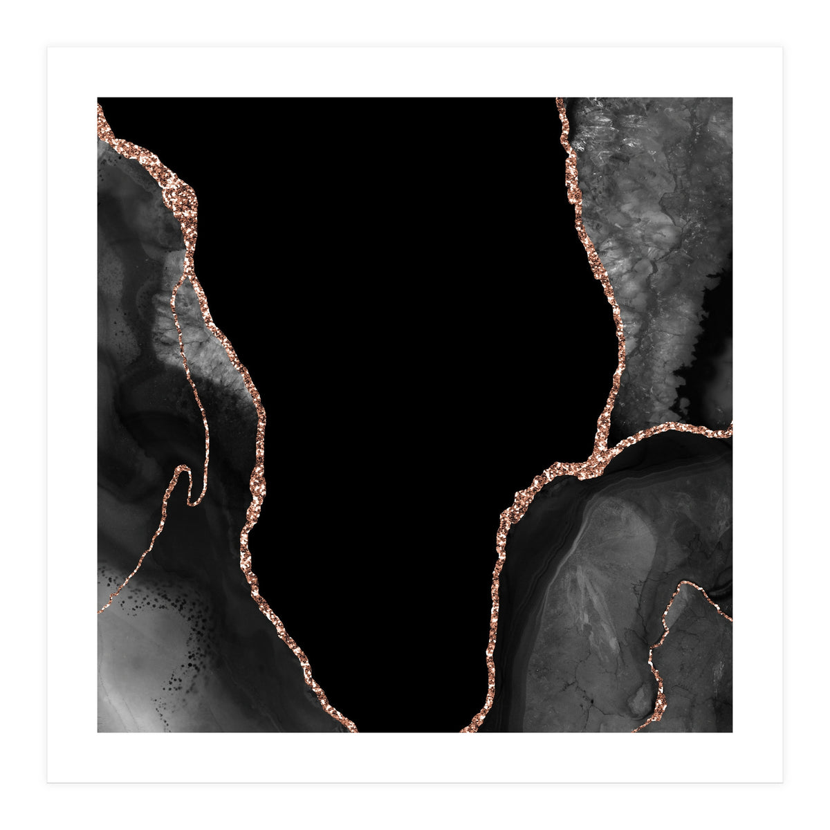 Black & Rose Gold Agate Texture 03 (Print Only)
