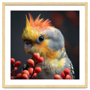 Close Up Of A Cockatiel Parrot With Orange Crest by Rizwana Khan