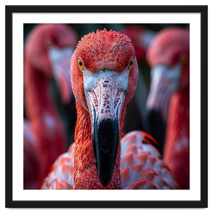 Close Up Of A Flamingo Bird Face, Pink Feathers by Rizwana Khan