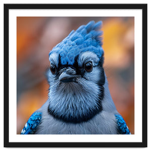 Close Up Blue Jay Bird With Detailed Feathers by Rizwana Khan
