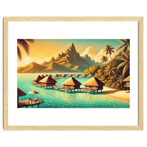 Vintage Bora Bora Poster, French Polynesia by Chromatic Fusion Studio
