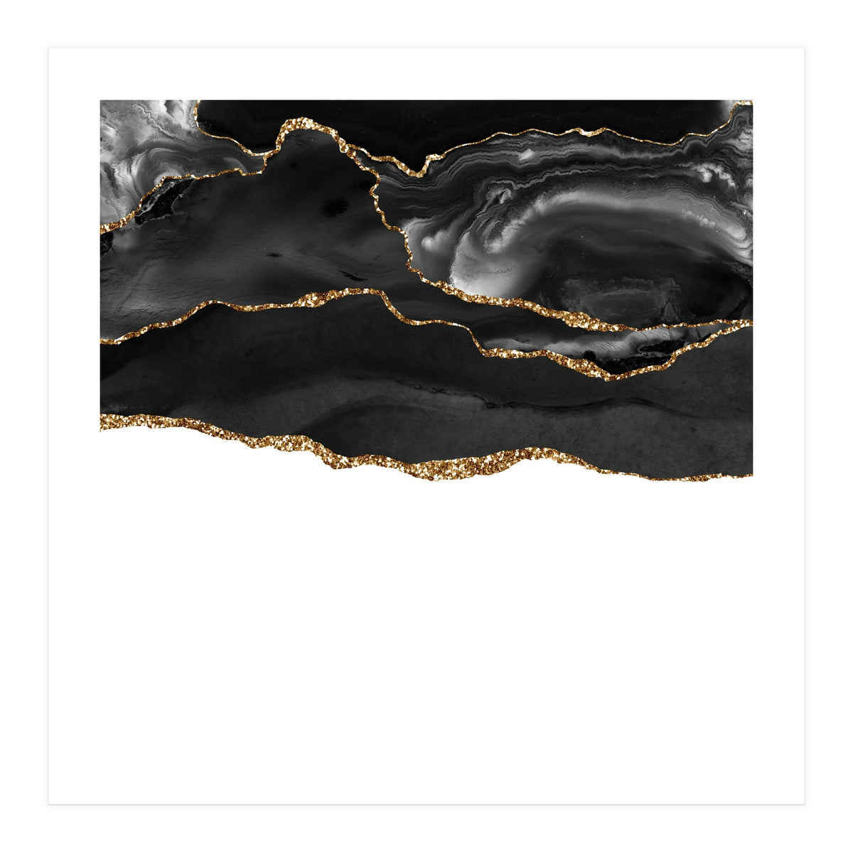 Black & Gold Agate Texture 05 (Print Only)