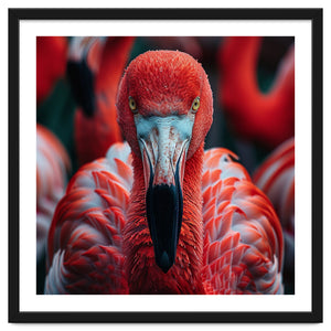 Close Up Flamingo Head With Bright Red Feathers by Rizwana Khan