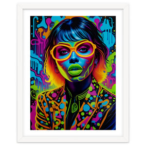 Girl In Glasses Neon Graffiti Art by MakArena