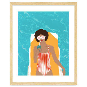 Chilling In The Moment, Eclectic Bohemian Black Woman Of Color, Swimming Pool Afro Fashion Vacation Enjoy Summer by 83 Oranges
