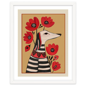 Striped Dog With Poppies by Branka Kodžoman