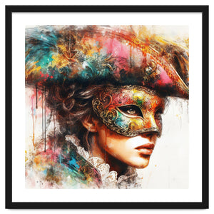 Watercolor Carnival Venetian Mask Woman by Chromatic Fusion Studio