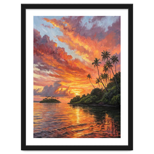 Impressionist Tropical Sunset Over Paradise Island by artistic