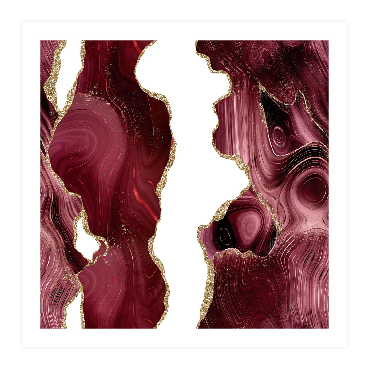 Burgundy & Gold Glitter Agate Texture 05 (Print Only)